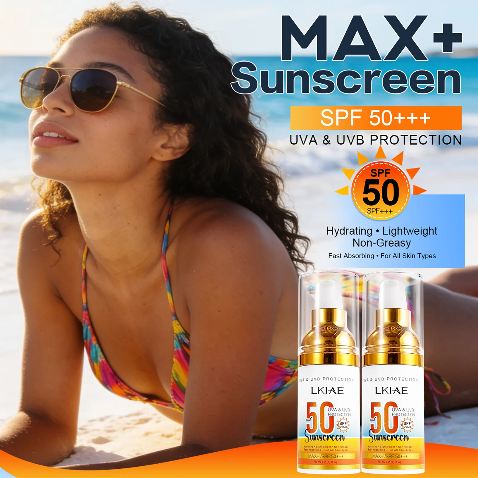 Солнцезащитный крем LKIAE SPF 50+, защита от UVA и UVB, предотвращает солнечные ожоги, потемнение кожи, пигментацию, против морщин, с алоэ вера.
Солнцезащитный крем LKIAE SPF 50+, защита от UVA и UVB, предотвращает солнечные ожоги, потемнение кожи, пигментацию, против морщин, с алоэ вера.