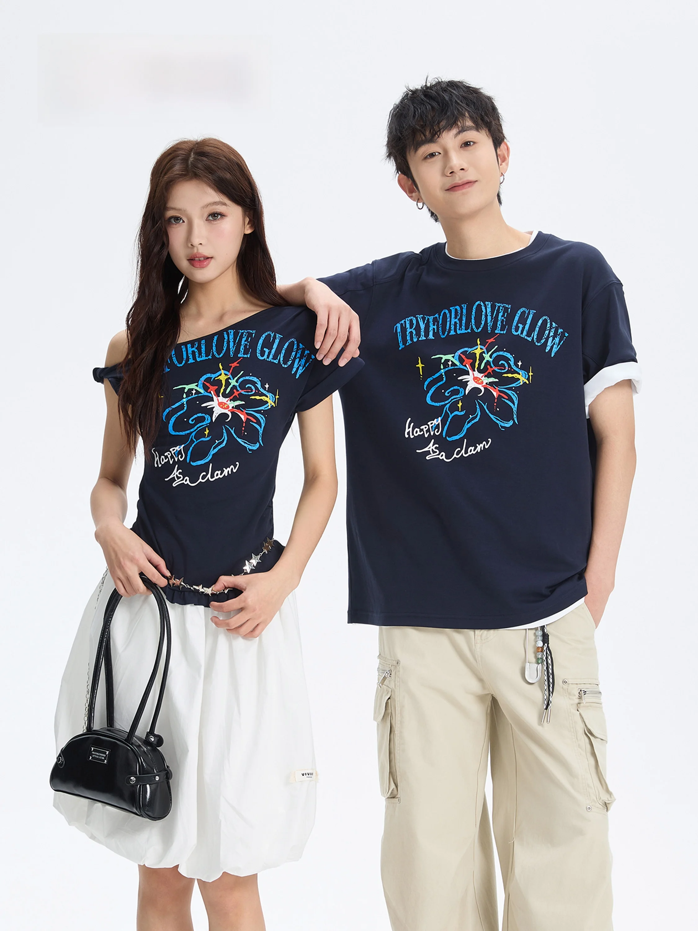 Tryforlove Couples Summer Casual Short Sleeve T-shirts Shoulder Drop Style Men Women Slim Fit Print Soft Comfortable Cotton Tops
Tryforlove Couples Summer Casual Short Sleeve T-shirts Shoulder Drop Style Men Women Slim Fit Print Soft Comfortable Cotton Tops