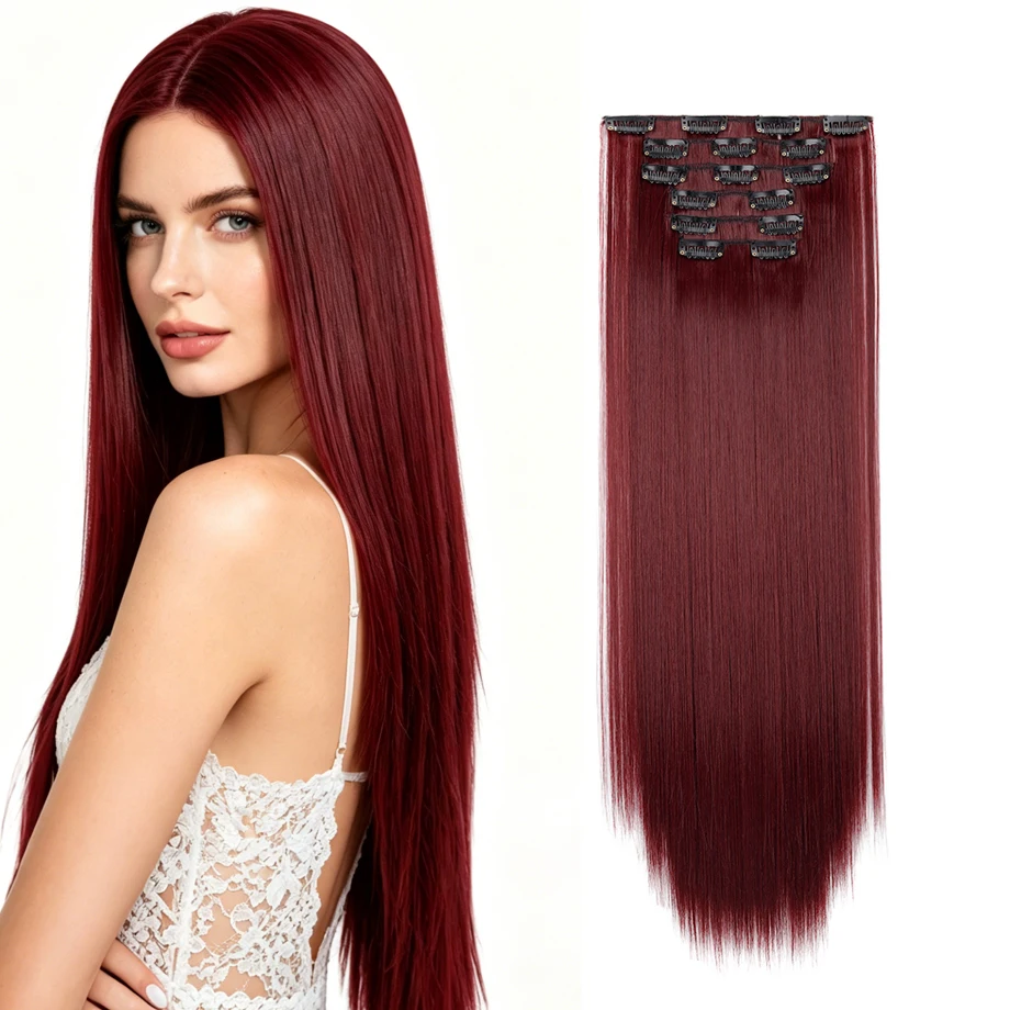 24'' Synthetic Clip in Hair Extensions 140g 6pcs Double Weft Hair Extension Clip in Hair Remy Clip in Hair Extensions for Women
24'' Synthetic Clip in Hair Extensions 140g 6pcs Double Weft Hair Extension Clip in Hair Remy Clip in Hair Extensions for Women