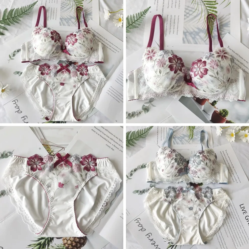 New Embroidered Floral Lace Bra & Panty Set with Underwire, Push Up, and Matching Briefs
New Embroidered Floral Lace Bra & Panty Set with Underwire, Push Up, and Matching Briefs