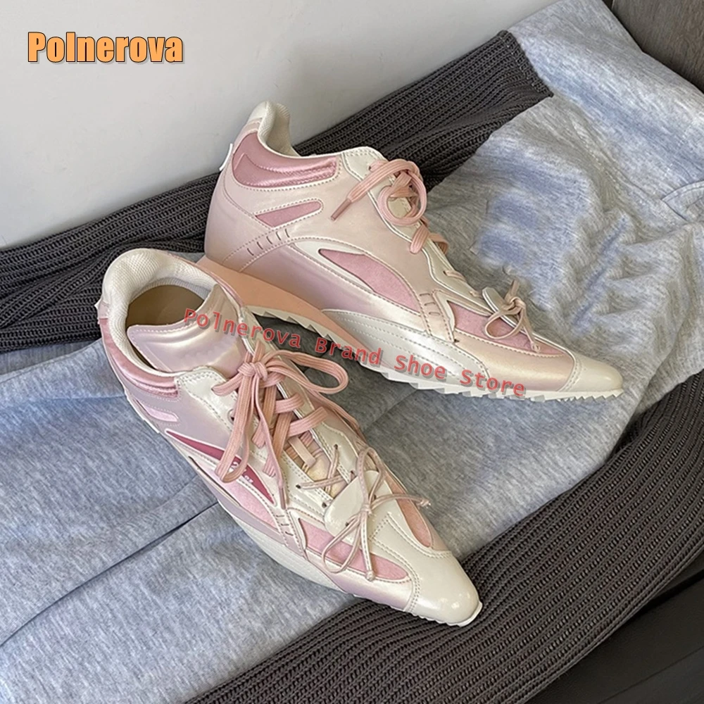 Pink Bowknot Lace-Up Sneakers Pointed Toe Height Increasing Patchwork Mesh Women Fashion Sport Shoes 2025 Spring New Style Trend
Pink Bowknot Lace-Up Sneakers Pointed Toe Height Increasing Patchwork Mesh Women Fashion Sport Shoes 2025 Spring New Style Trend