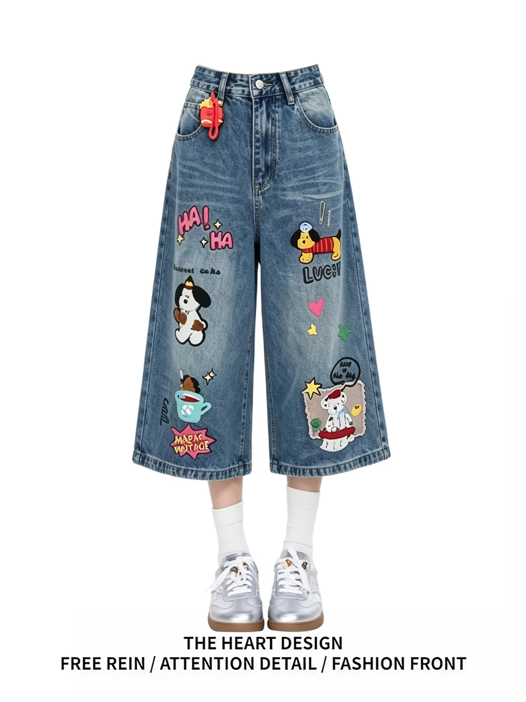 American Style Cartoon Embroidery Loose Fit Straight Leg Jeans Women's High Waist Wide Leg Pants Summer New Arrival
American Style Cartoon Embroidery Loose Fit Straight Leg Jeans Women's High Waist Wide Leg Pants Summer New Arrival