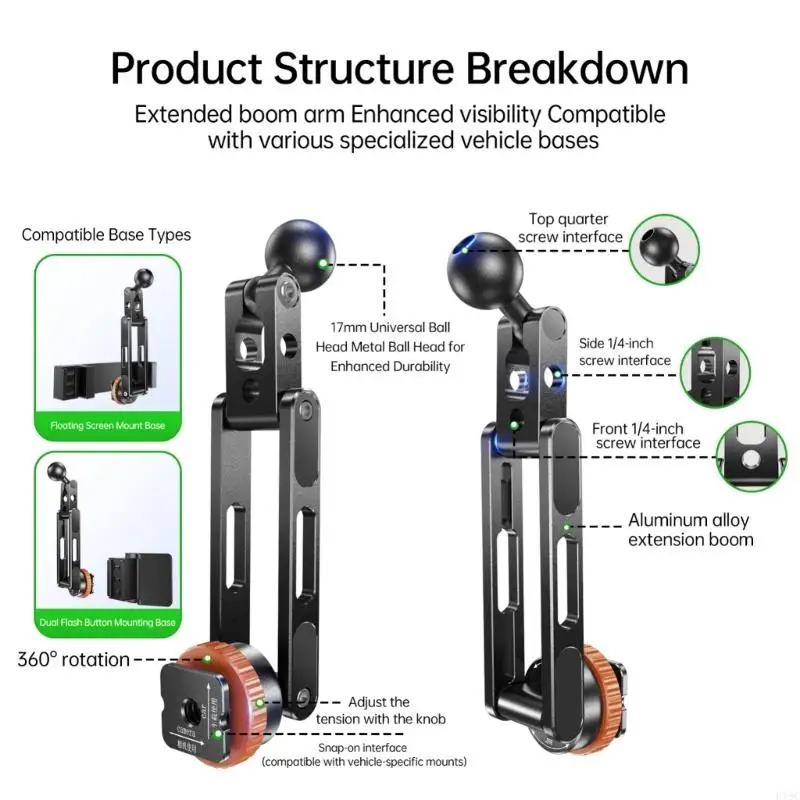 Adjustable Car Mount Base 17mm Ball Head Adapter Fit 1/4 Tripod Screw Hole For Secure Device Positioning F19C
Adjustable Car Mount Base 17mm Ball Head Adapter Fit 1/4 Tripod Screw Hole For Secure Device Positioning F19C