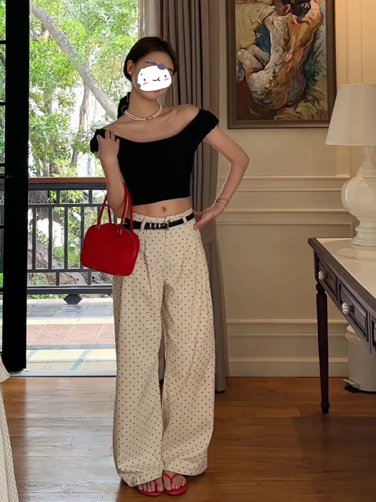 Elegant Polka Dot High Waist Straight Leg Jeans Women's Loose Wide Leg Floor Length Pants Summer 2024 New Design Casual Denim
Elegant Polka Dot High Waist Straight Leg Jeans Women's Loose Wide Leg Floor Length Pants Summer 2024 New Design Casual Denim
