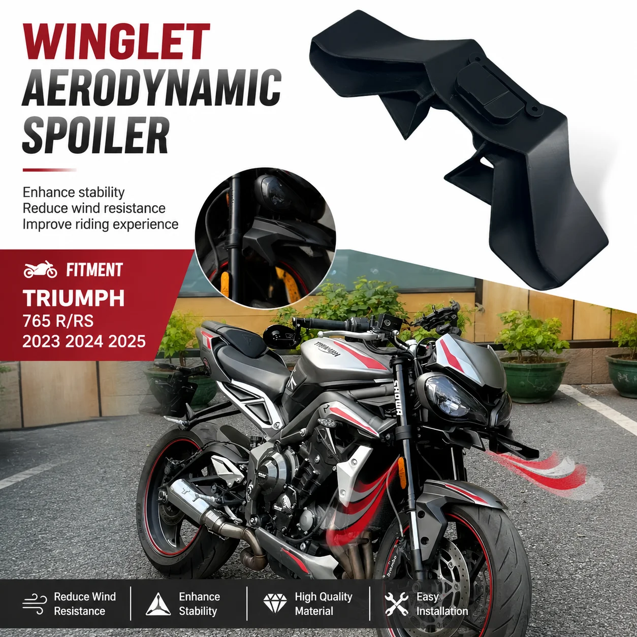 Fit For TRIUMPH Street Triple 765 R/RS 2023 2024 2025 Front spoiler 765R 765RS 2020-2025 WING Stablizer Lower Spoiler Lower Lip
Fit For TRIUMPH Street Triple 765 R/RS 2023 2024 2025 Front spoiler 765R 765RS 2020-2025 WING Stablizer Lower Spoiler Lower Lip
