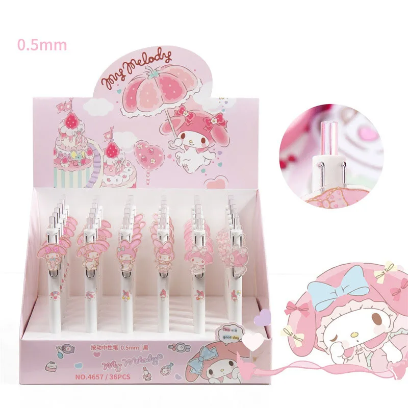36 pcs/lot Sanrio Cartoon Melody Gel Pen Cute 0.5mm Black Ink Neutral Pens Promotional Gift Office School Supplies
36 pcs/lot Sanrio Cartoon Melody Gel Pen Cute 0.5mm Black Ink Neutral Pens Promotional Gift Office School Supplies
