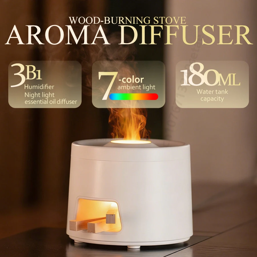 Wood Stove Aroma Humidifier, Cool Mist Essential Oil Diffuser with Colorful Night Light, Auto Shut-Off, Quiet Operation
Wood Stove Aroma Humidifier, Cool Mist Essential Oil Diffuser with Colorful Night Light, Auto Shut-Off, Quiet Operation
