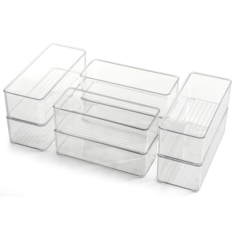 8 Pack Clear Plastic Drawer Organizers Set Stackable Deep Drawer Organizer for Makeup Vanity and Desk 2 Sizes Tall Bathroom Dra
8 Pack Clear Plastic Drawer Organizers Set Stackable Deep Drawer Organizer for Makeup Vanity and Desk 2 Sizes Tall Bathroom Dra