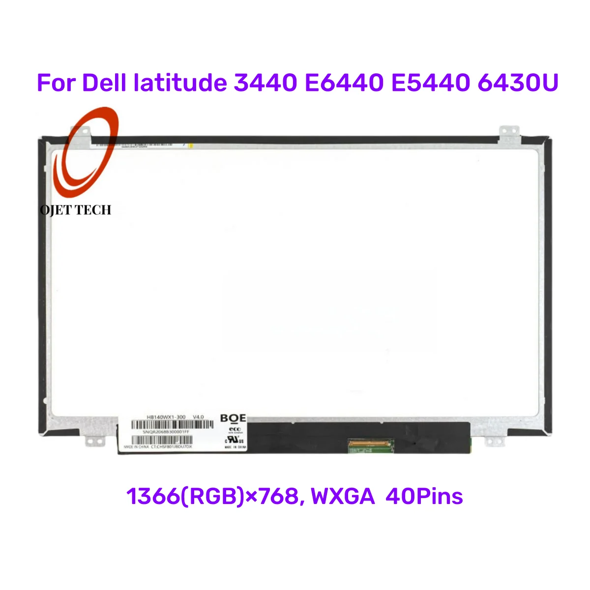 Laptop LCD Screen for Dell latitude 3440 E6440 E5440 6430U, HD 1366X768 LVDS, 40Pins
Laptop LCD Screen for Dell latitude 3440 E6440 E5440 6430U, HD 1366X768 LVDS, 40Pins