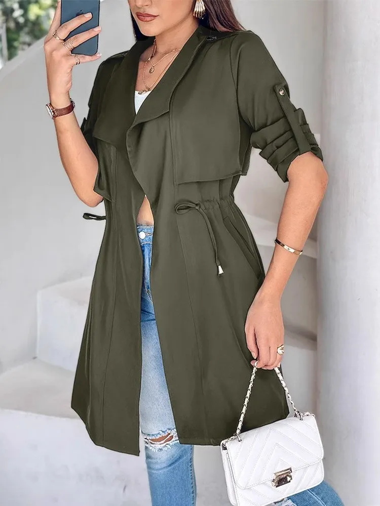 Slim Fit Long Sleeve Windbreaker Coat Women's Spring Autumn Belted Waist Design Collar Street Style Polyester Fiber
Slim Fit Long Sleeve Windbreaker Coat Women's Spring Autumn Belted Waist Design Collar Street Style Polyester Fiber