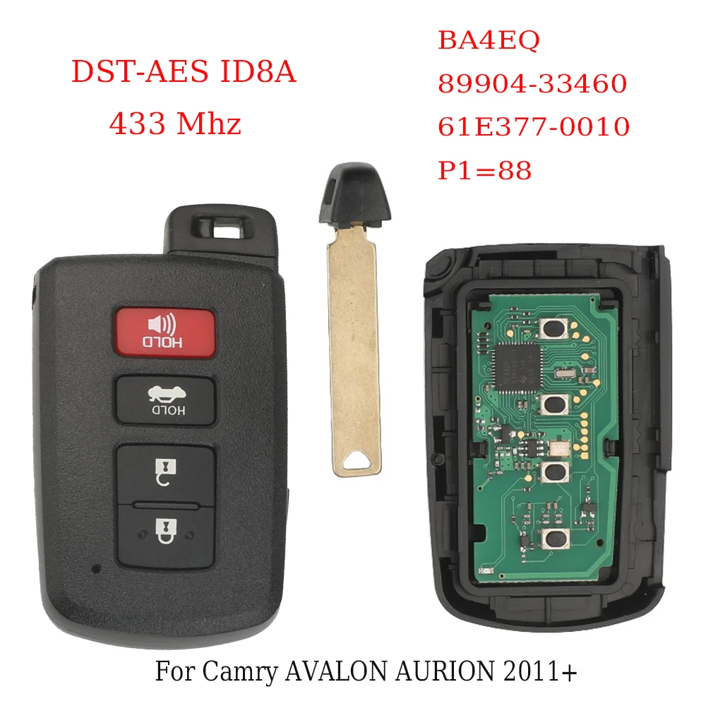 Умный ключ-пульт jingyuqin BA4EQ P1=88 8AChip 433 МГц 89904-33460 0010 для Toyota Camry Avalon Aurion Corolla Altis с функцией Keyless Go
Умный ключ-пульт jingyuqin BA4EQ P1=88 8AChip 433 МГц 89904-33460 0010 для Toyota Camry Avalon Aurion Corolla Altis с функцией Keyless Go