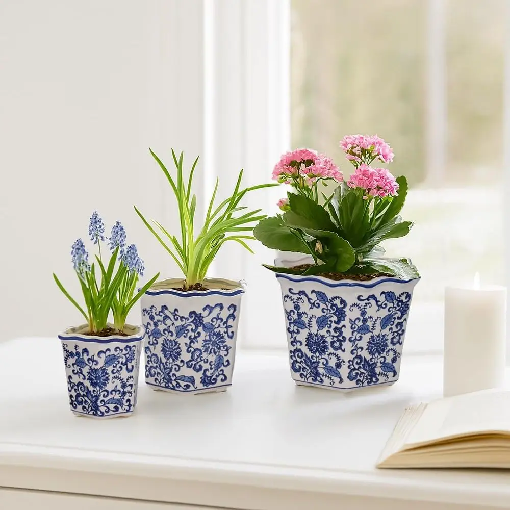 Decorative Blue & White Planters Set - 3 Sizes for Indoor & Outdoor Plants
Decorative Blue & White Planters Set - 3 Sizes for Indoor & Outdoor Plants