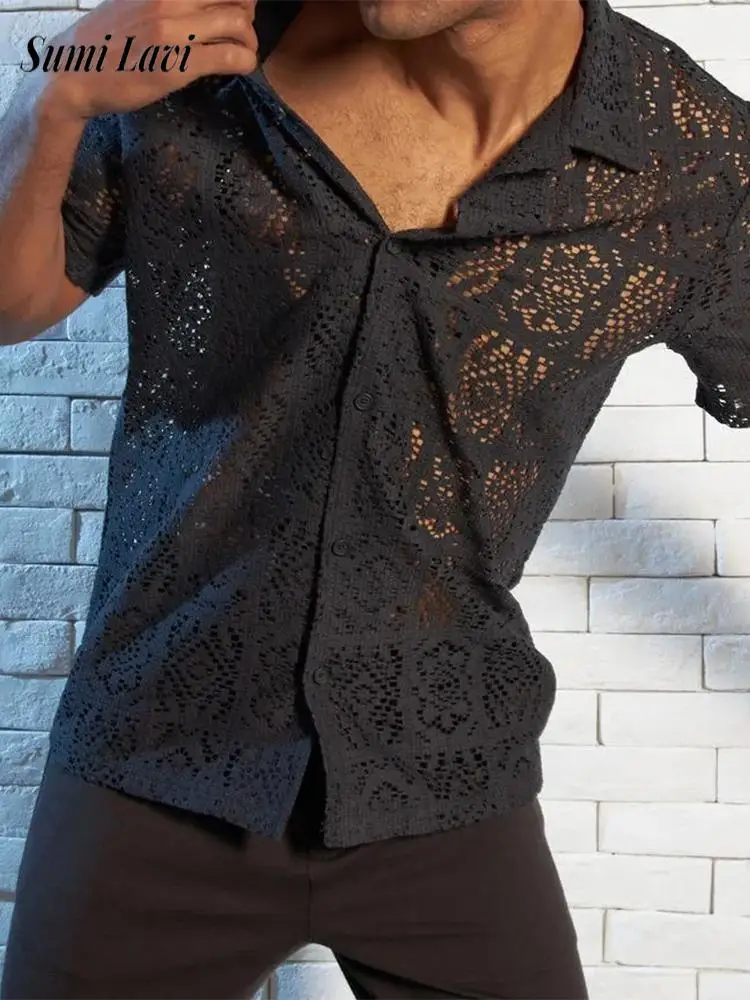 2025 Summer New Casual Mesh Shirt Tops Mens Short Sleeve Lapel Buttoned Mesh Lace Shirts For Men Sexy Transparent Cardigan Tops
2025 Summer New Casual Mesh Shirt Tops Mens Short Sleeve Lapel Buttoned Mesh Lace Shirts For Men Sexy Transparent Cardigan Tops