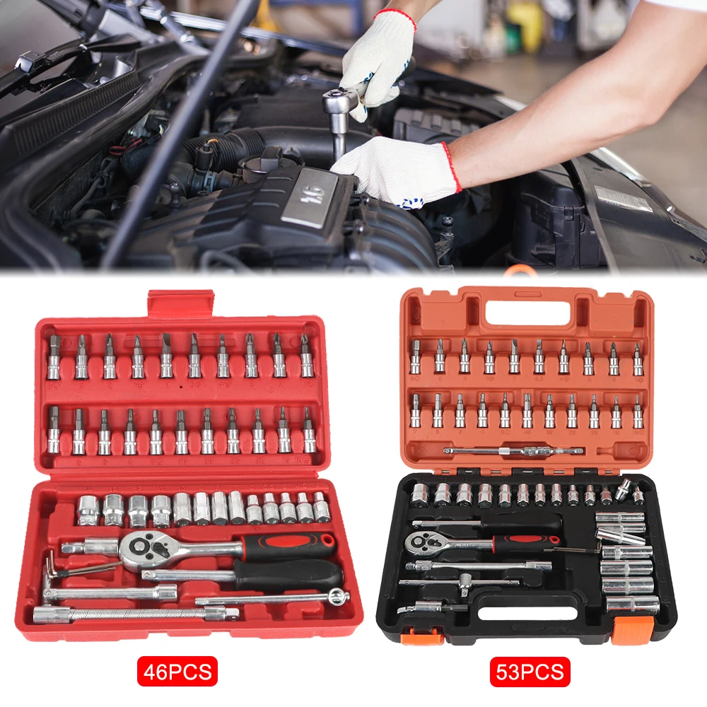 Ratchet Torque Socket Wrench Bar 1/4Inch Drive Socket Set 46Pcs 53Pcs Torx Bit Socket Set Car Repair Tools Removal Tools
Ratchet Torque Socket Wrench Bar 1/4Inch Drive Socket Set 46Pcs 53Pcs Torx Bit Socket Set Car Repair Tools Removal Tools