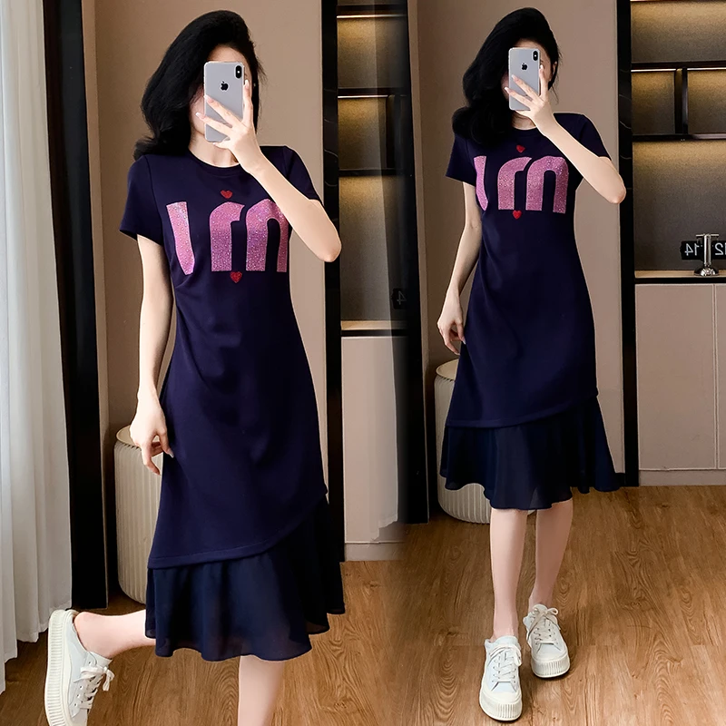 Elegant Summer Heavy Work Heart Rhinestone Pleated Slimming Chiffon Splice Fish Tail Classy round Neck Dress Cotton Blend Sho...
Elegant Summer Heavy Work Heart Rhinestone Pleated Slimming Chiffon Splice Fish Tail Classy round Neck Dress Cotton Blend Sho...