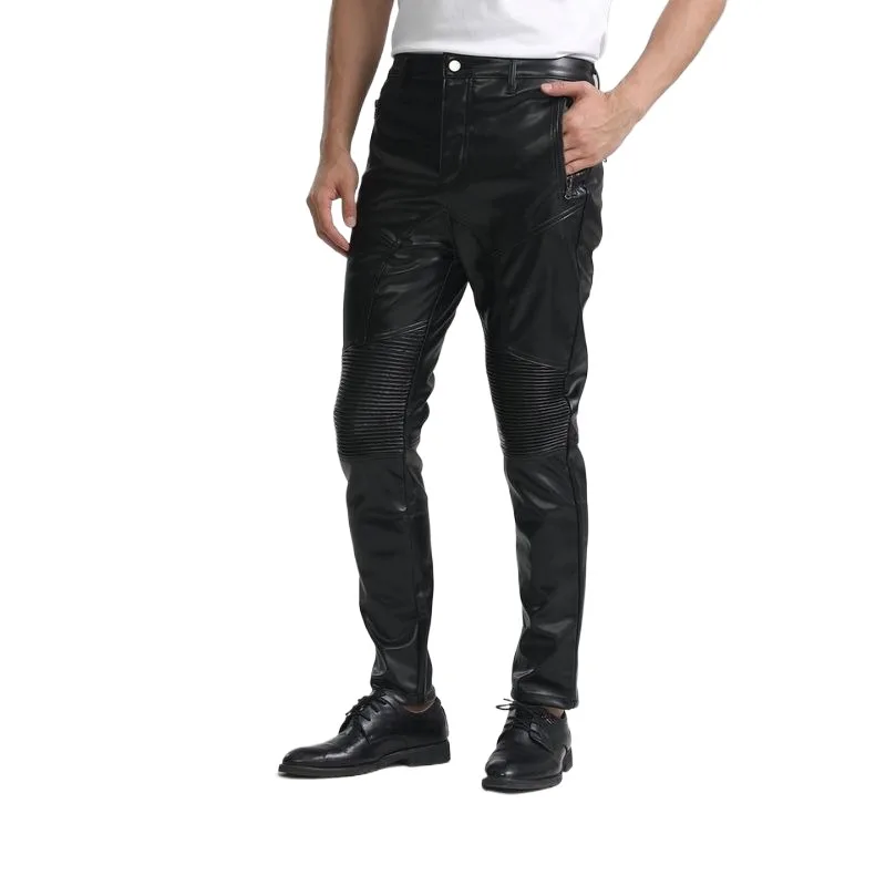 Men's Fashion Leather Biker Pants Winter Windproof Pleated PU Motorcycle Rider Trousers With Zipper Pockets Waterproof Bottoms
Men's Fashion Leather Biker Pants Winter Windproof Pleated PU Motorcycle Rider Trousers With Zipper Pockets Waterproof Bottoms