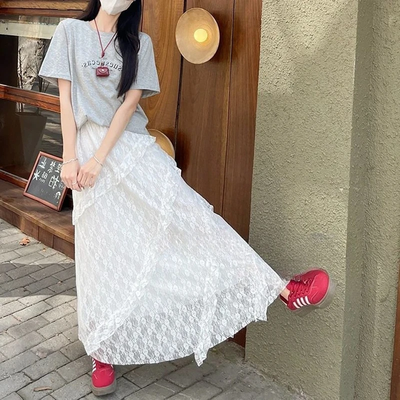 White Lace Cake Skirt Women's Summer 2026 New High Waist A Word Irregular Half Skirt Medium and Long Half Skirt Age Reduction
White Lace Cake Skirt Women's Summer 2026 New High Waist A Word Irregular Half Skirt Medium and Long Half Skirt Age Reduction