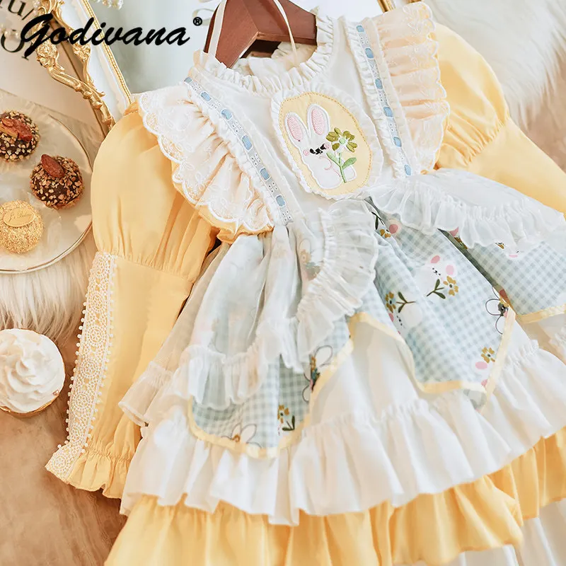 Kids Luxury Lace Ruffle Trim Cartoon Print Lolita Princess Tutu Cake Dress Sweet Baby Girls Long Sleeve Birthday Party Ball Gown
Kids Luxury Lace Ruffle Trim Cartoon Print Lolita Princess Tutu Cake Dress Sweet Baby Girls Long Sleeve Birthday Party Ball Gown