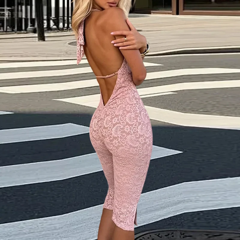 Elegant Lace Embroidery Solid Midi Romper Women Fashion HIght Waist Slim Playsuit Sexy Sleeveless Backless Hollow Out Jumpsuits
Elegant Lace Embroidery Solid Midi Romper Women Fashion HIght Waist Slim Playsuit Sexy Sleeveless Backless Hollow Out Jumpsuits