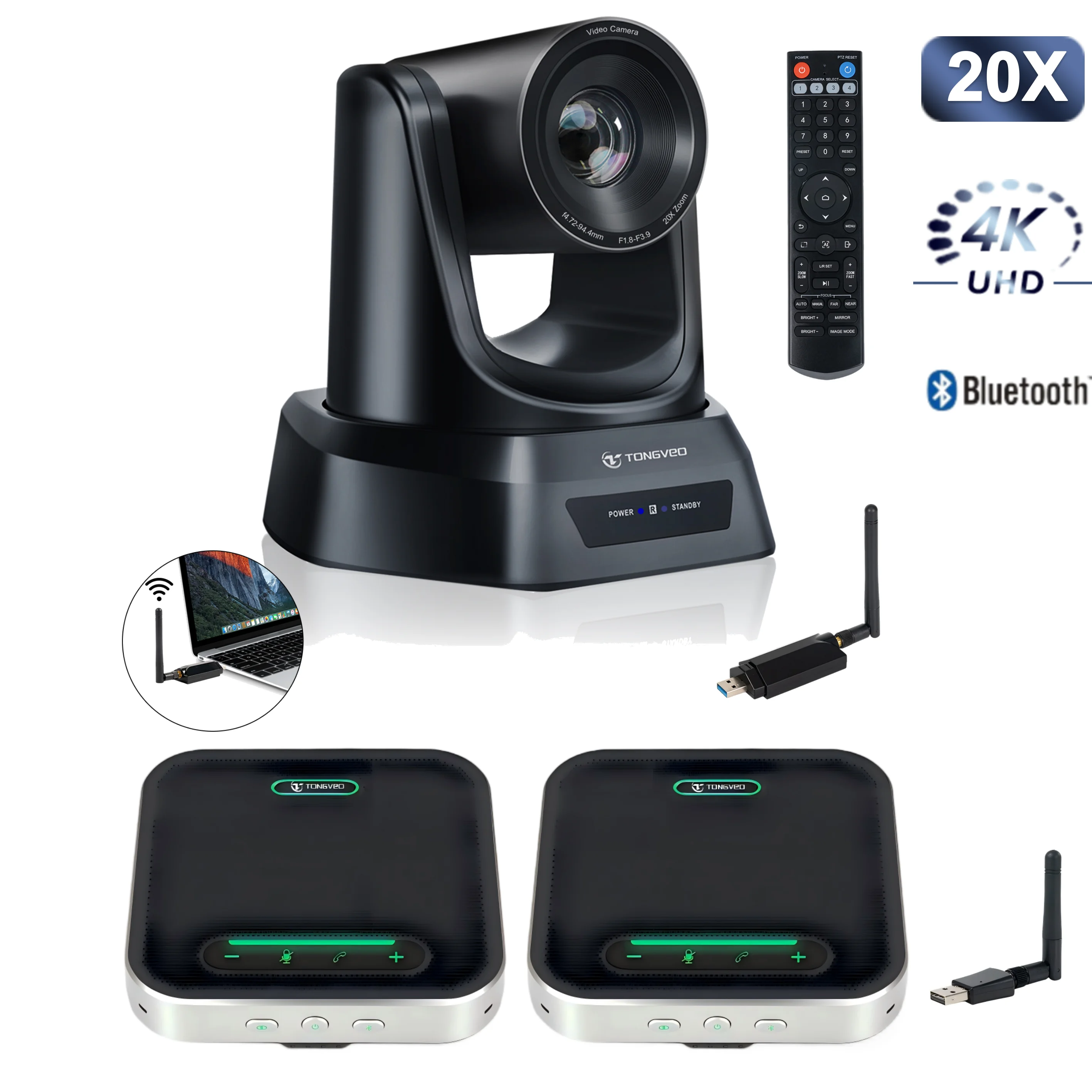 20X Optical Zoom Wireless Conference PTZ Camera Wireless Daisy Chain Microphone Group for Online Video Business Meetings
20X Optical Zoom Wireless Conference PTZ Camera Wireless Daisy Chain Microphone Group for Online Video Business Meetings