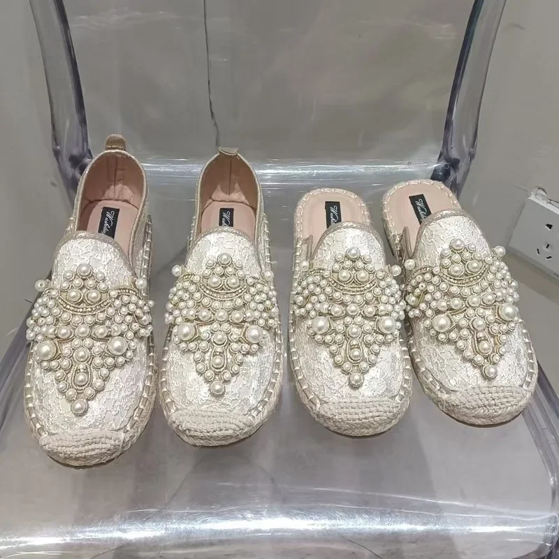 Fashion Womens Shoes Summer Baotou Half Slippers Luxury Pearl Decoration Women Flats Classic Slip on Women Loafers Zapatos Mujer
Fashion Womens Shoes Summer Baotou Half Slippers Luxury Pearl Decoration Women Flats Classic Slip on Women Loafers Zapatos Mujer