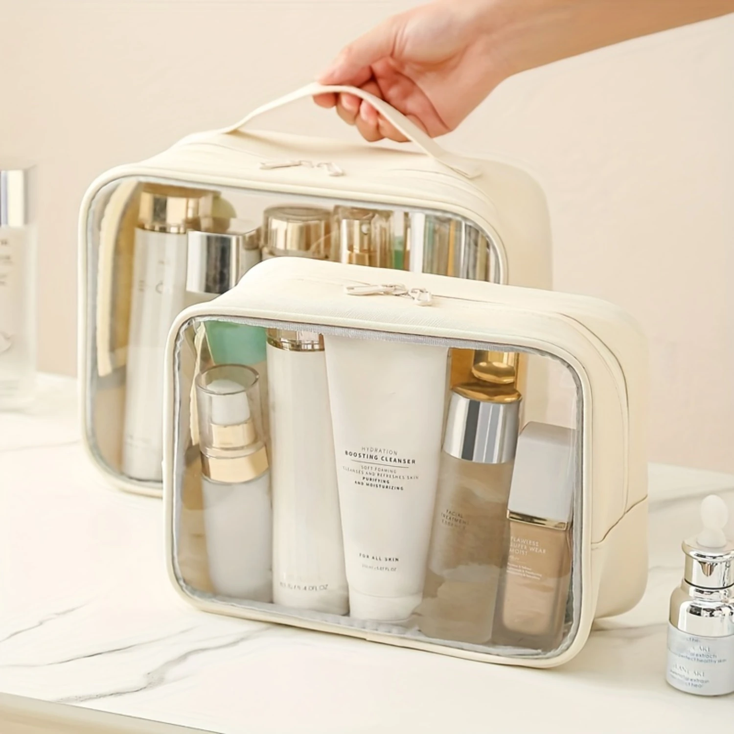 PU Leather Transparent Cosmetic Bag, Travel Portable Large Capacity Cosmetic Bag, Fitness Swimming Toiletry Bag Wash Bag Bag
PU Leather Transparent Cosmetic Bag, Travel Portable Large Capacity Cosmetic Bag, Fitness Swimming Toiletry Bag Wash Bag Bag