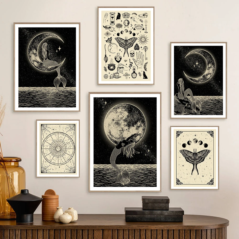 Zodiac Chart Art Print Vintage Illustrations Mermaid and the Moon Canvas Painting Occult Tattoo Flash Sheet Murals Home Decor
Zodiac Chart Art Print Vintage Illustrations Mermaid and the Moon Canvas Painting Occult Tattoo Flash Sheet Murals Home Decor