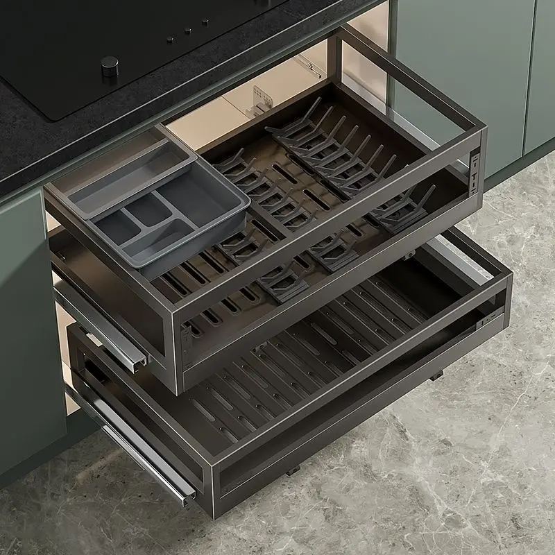 Stainless steel kitchen cabinets, double drawer bowl rack
Stainless steel kitchen cabinets, double drawer bowl rack