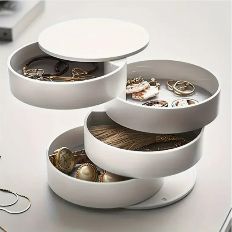 Compact 3-Tier Rotating Jewelry Organizer with Dustproof Lid – Stylish Vanity Storage for Earrings, Rings, Necklaces, Makeup &
Compact 3-Tier Rotating Jewelry Organizer with Dustproof Lid – Stylish Vanity Storage for Earrings, Rings, Necklaces, Makeup &