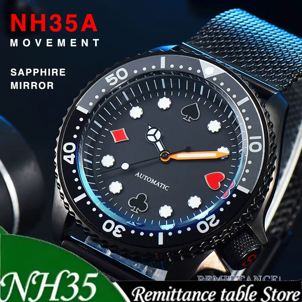 New Parnsrpe NH35A Automatic Mechanical Watch Men Sport Poker Dial Luminous 42.5mm Sapphire Glass 316L Stainless Steel Daily
New Parnsrpe NH35A Automatic Mechanical Watch Men Sport Poker Dial Luminous 42.5mm Sapphire Glass 316L Stainless Steel Daily
