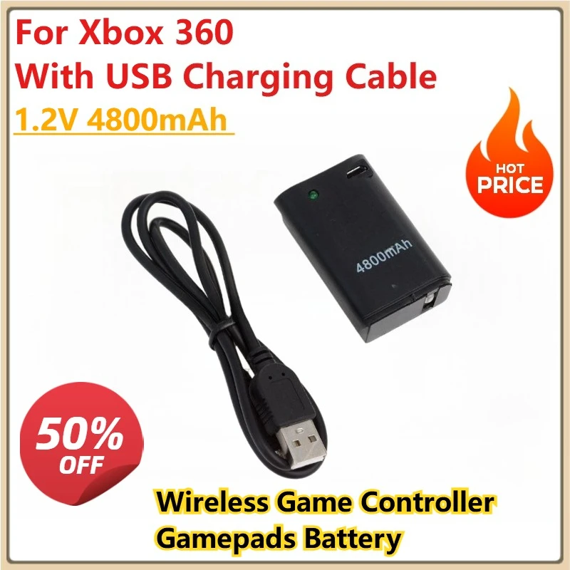 New Rechargeable Battery 1.2V 4800mAh for Xbox 360 with USB Charging Cable Wireless Game Controller Gamepads
New Rechargeable Battery 1.2V 4800mAh for Xbox 360 with USB Charging Cable Wireless Game Controller Gamepads