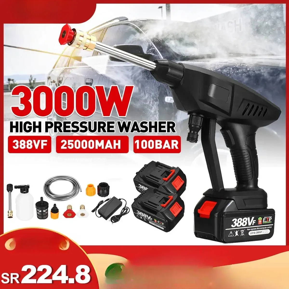 2025 New Arrival 100Bar Wireless High Pressure Car Wash Washer Gun for 50000mah Battery Foam Generator Water Gun Spray Cleaner
2025 New Arrival 100Bar Wireless High Pressure Car Wash Washer Gun for 50000mah Battery Foam Generator Water Gun Spray Cleaner