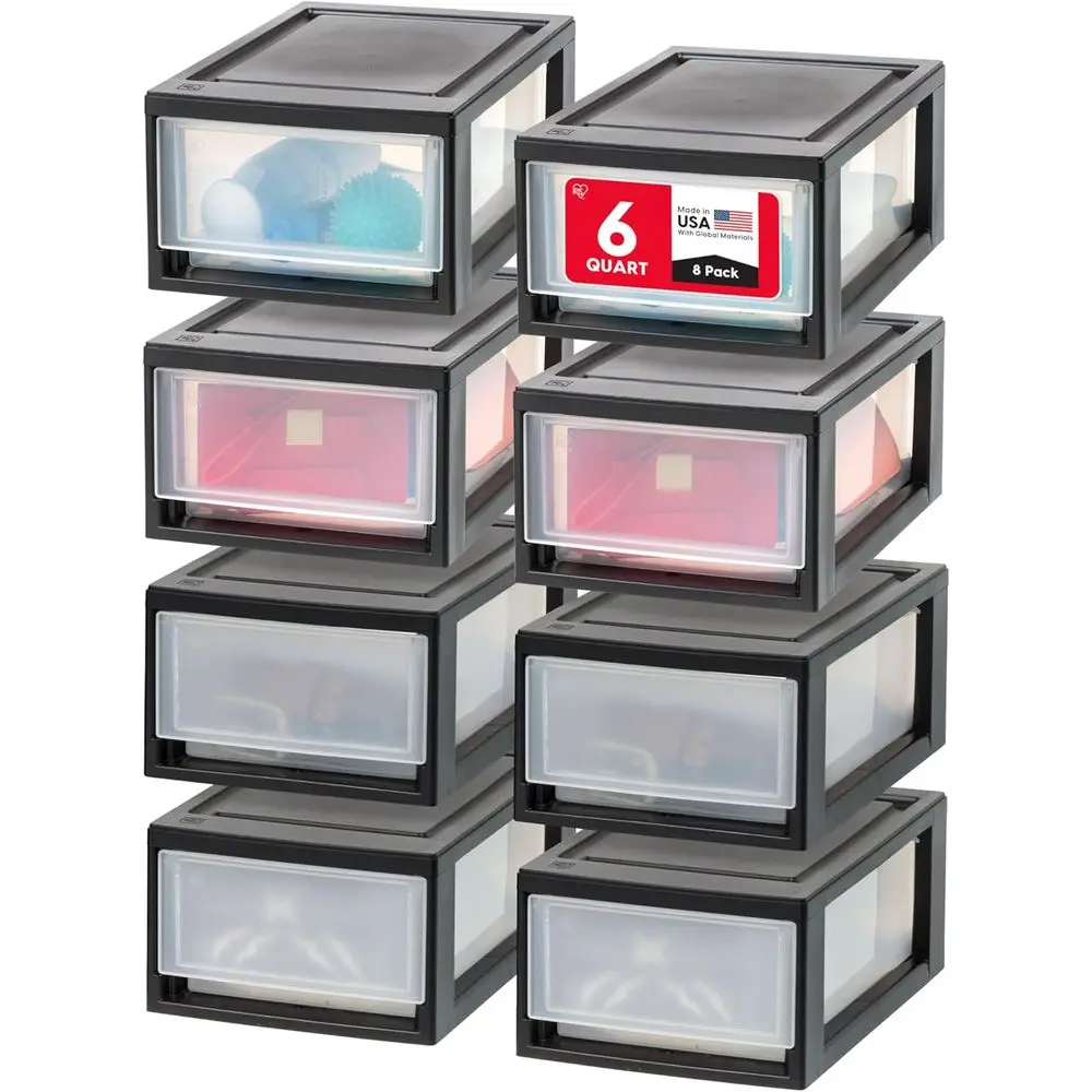 Stackable 8-Piece Plastic Drawer Organizer Set for Bedroom, Kitchen, and Bathroom Storage in Black
Stackable 8-Piece Plastic Drawer Organizer Set for Bedroom, Kitchen, and Bathroom Storage in Black