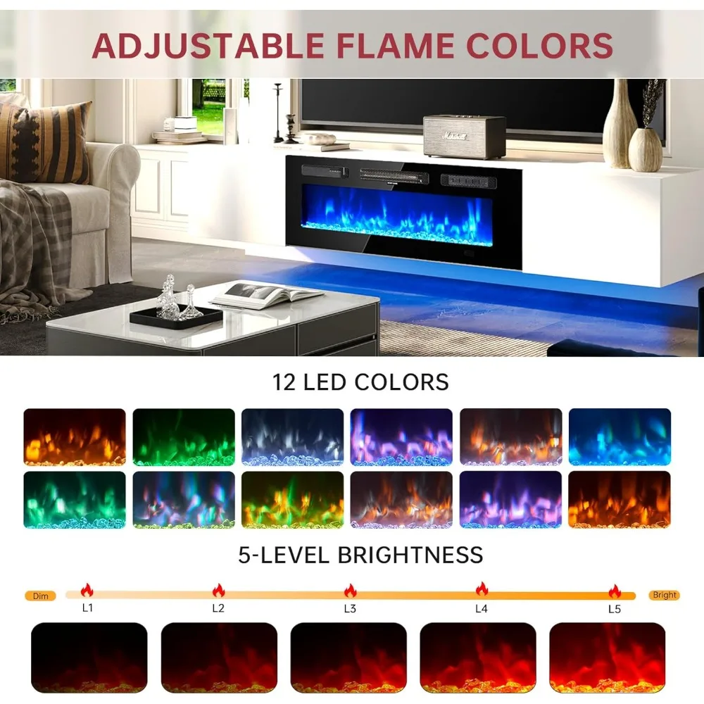 70 Floating TV Stand with 36 Electric Fireplace, Wall Mounted Fireplace Entertainment Center with Storage, TV Console
70 Floating TV Stand with 36 Electric Fireplace, Wall Mounted Fireplace Entertainment Center with Storage, TV Console