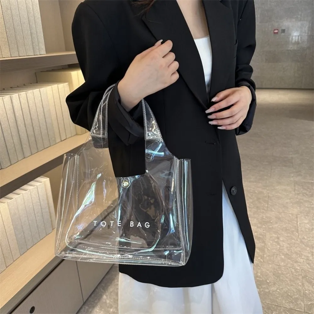 Fashion PVC Transparent Shoulder Bag Large Capacity Waterproof Jelly Bag Clear Tote Bag for Summer
Fashion PVC Transparent Shoulder Bag Large Capacity Waterproof Jelly Bag Clear Tote Bag for Summer