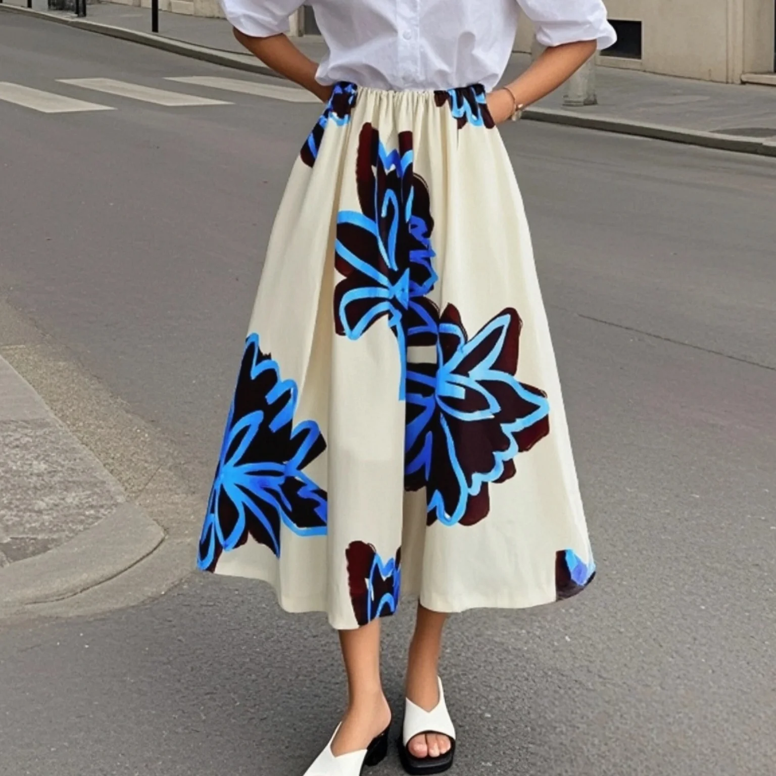 2025 New Style Women's Elastic Waist Half Skirt with Large Floral Print Loose Fit Suitable for Daily and Holiday Wear
2025 New Style Women's Elastic Waist Half Skirt with Large Floral Print Loose Fit Suitable for Daily and Holiday Wear
