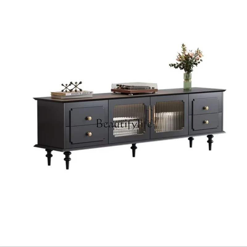 American retro TV cabinet coffee table combination furniture French antique black TV cabinet
American retro TV cabinet coffee table combination furniture French antique black TV cabinet