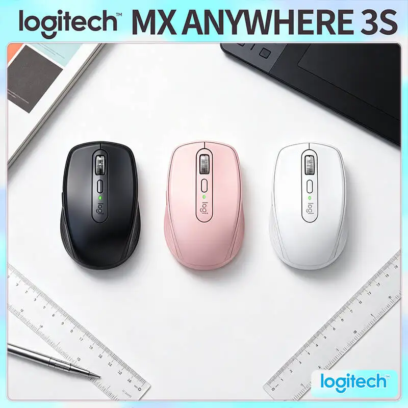 Compact Logitech MX Anywhere 3S Mouse - 8K DPI, Hyper-Scroll, Silent Click, USB-C Charging for Travel & Office