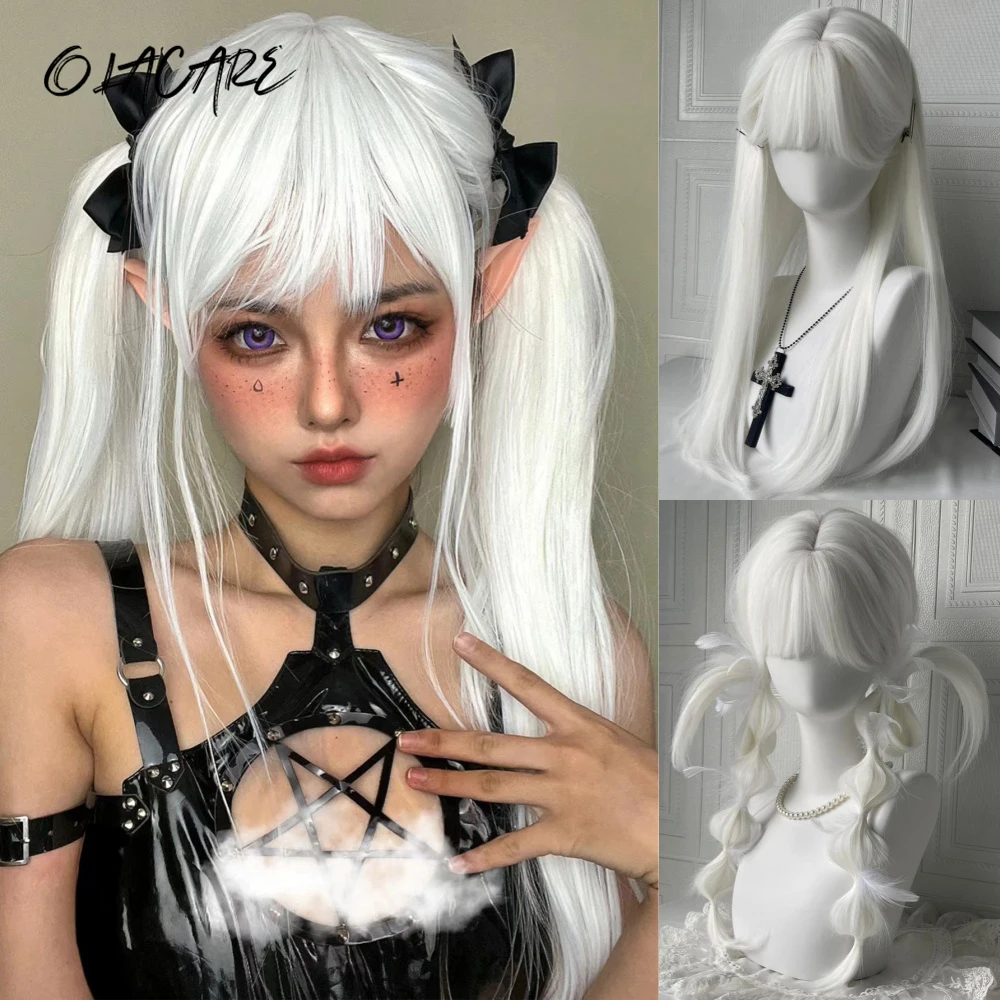 OLACARE White Long Straight Synthetic Wigs for Women Colorful Cosplay Party Fake Hair with Bangs White Wig High Temperature 
OLACARE White Long Straight Synthetic Wigs for Women Colorful Cosplay Party Fake Hair with Bangs White Wig High Temperature