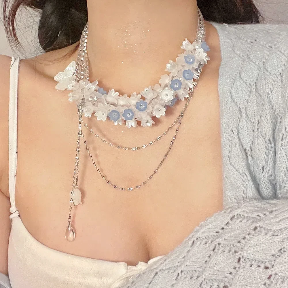 Flower Bellflower Necklace Butterfly Acrylic Lilies of The Valley Chain Choker Handmade Blue May Bells Pendant Necklace Girls
Flower Bellflower Necklace Butterfly Acrylic Lilies of The Valley Chain Choker Handmade Blue May Bells Pendant Necklace Girls