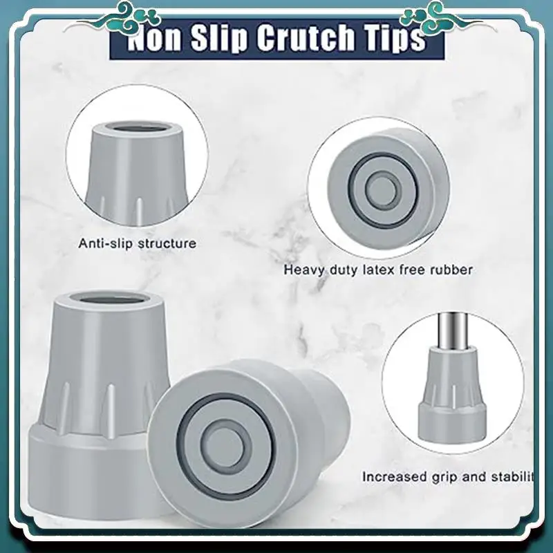 Crutch Tips, 7/8Inch Heavy Duty Non-Slip Rubber Cane Tips, Crutch Pads, Foot Crutch Accessories 6 PCS
Crutch Tips, 7/8Inch Heavy Duty Non-Slip Rubber Cane Tips, Crutch Pads, Foot Crutch Accessories 6 PCS