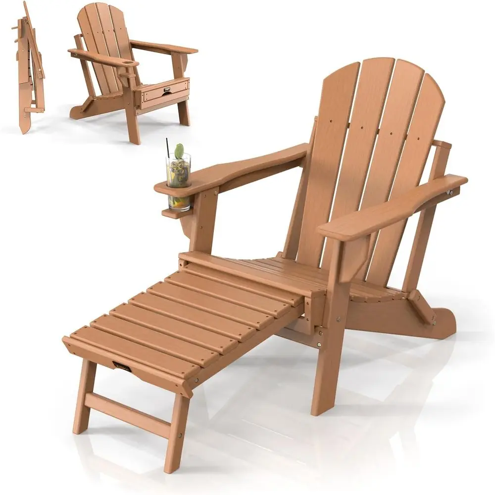 Weatherproof Plastic Adirondack Chair with Ottoman, Folding Ergonomic Seating for Outdoor Patio, Yard, and Garden
Weatherproof Plastic Adirondack Chair with Ottoman, Folding Ergonomic Seating for Outdoor Patio, Yard, and Garden