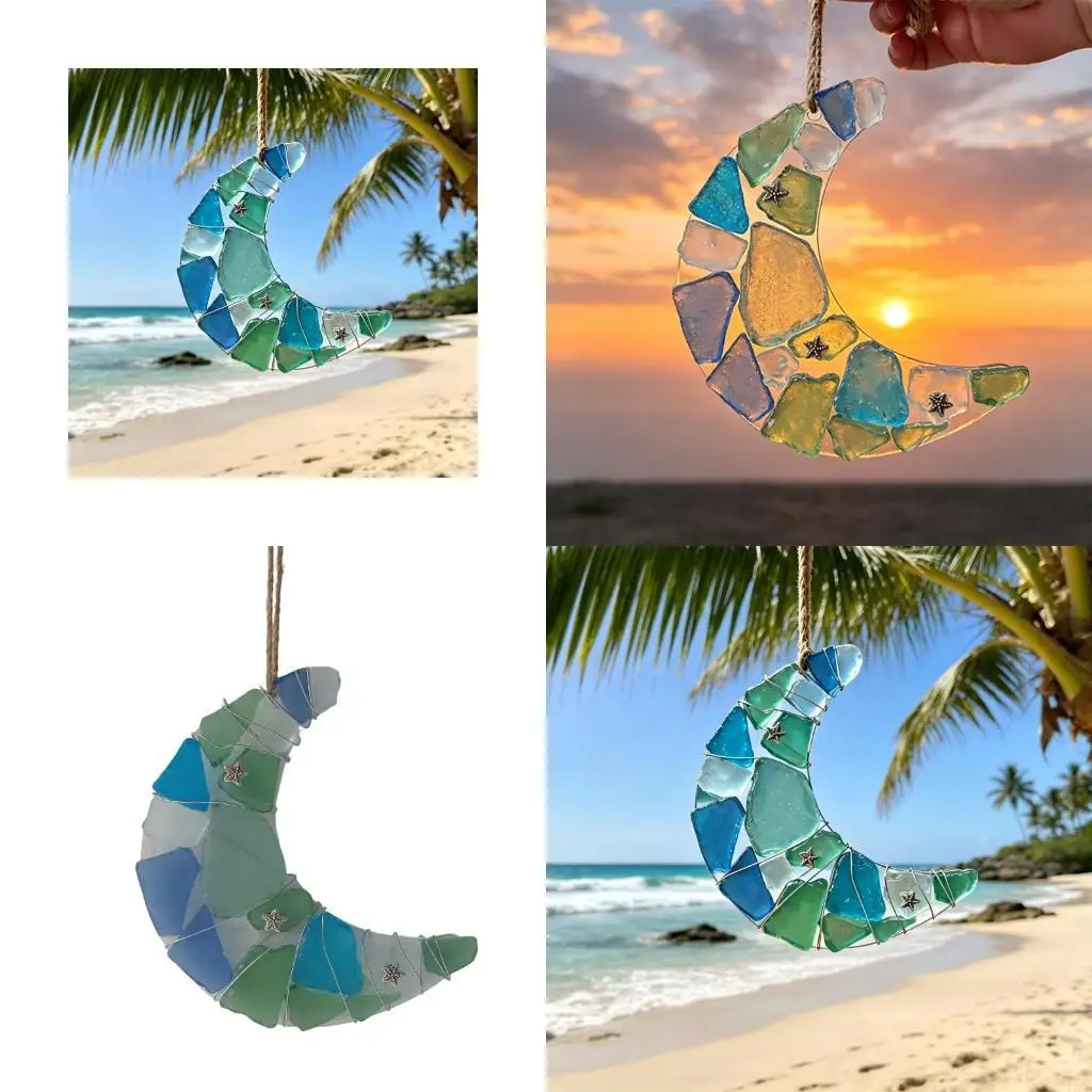 Handmade Sea Glass Moon Ornament Handmade Sea Glass Moon Pendant For Window Y5GB
Handmade Sea Glass Moon Ornament Handmade Sea Glass Moon Pendant For Window Y5GB