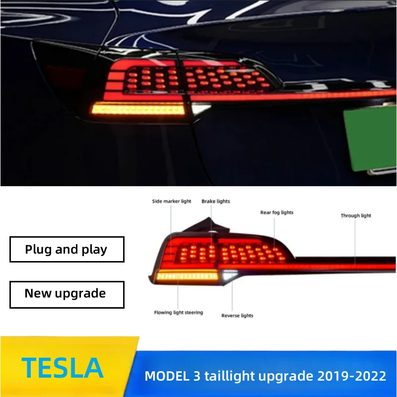 Автомобильные задние фонари для Tesla model 3 2019-2022, обновление, новый стиль, светодиодный светильник plug and play
Автомобильные задние фонари для Tesla model 3 2019-2022, обновление, новый стиль, светодиодный светильник plug and play