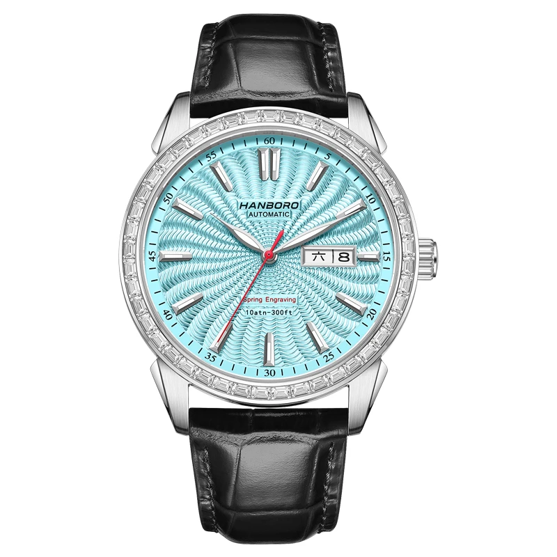 HANBORO Men Automatic Watch 41.5mm Mechanical Wristwatch 45pcs Crystal Bezel Sapphire Mirror Luminous Week Date
HANBORO Men Automatic Watch 41.5mm Mechanical Wristwatch 45pcs Crystal Bezel Sapphire Mirror Luminous Week Date