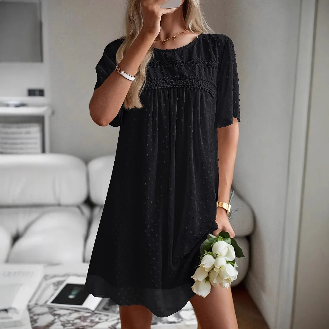 2025 Summer Short-sleeved Women's Dress Solid Color Pullover Elegant Stylish Comfortable Casual Round Neck Mini Skirt
2025 Summer Short-sleeved Women's Dress Solid Color Pullover Elegant Stylish Comfortable Casual Round Neck Mini Skirt