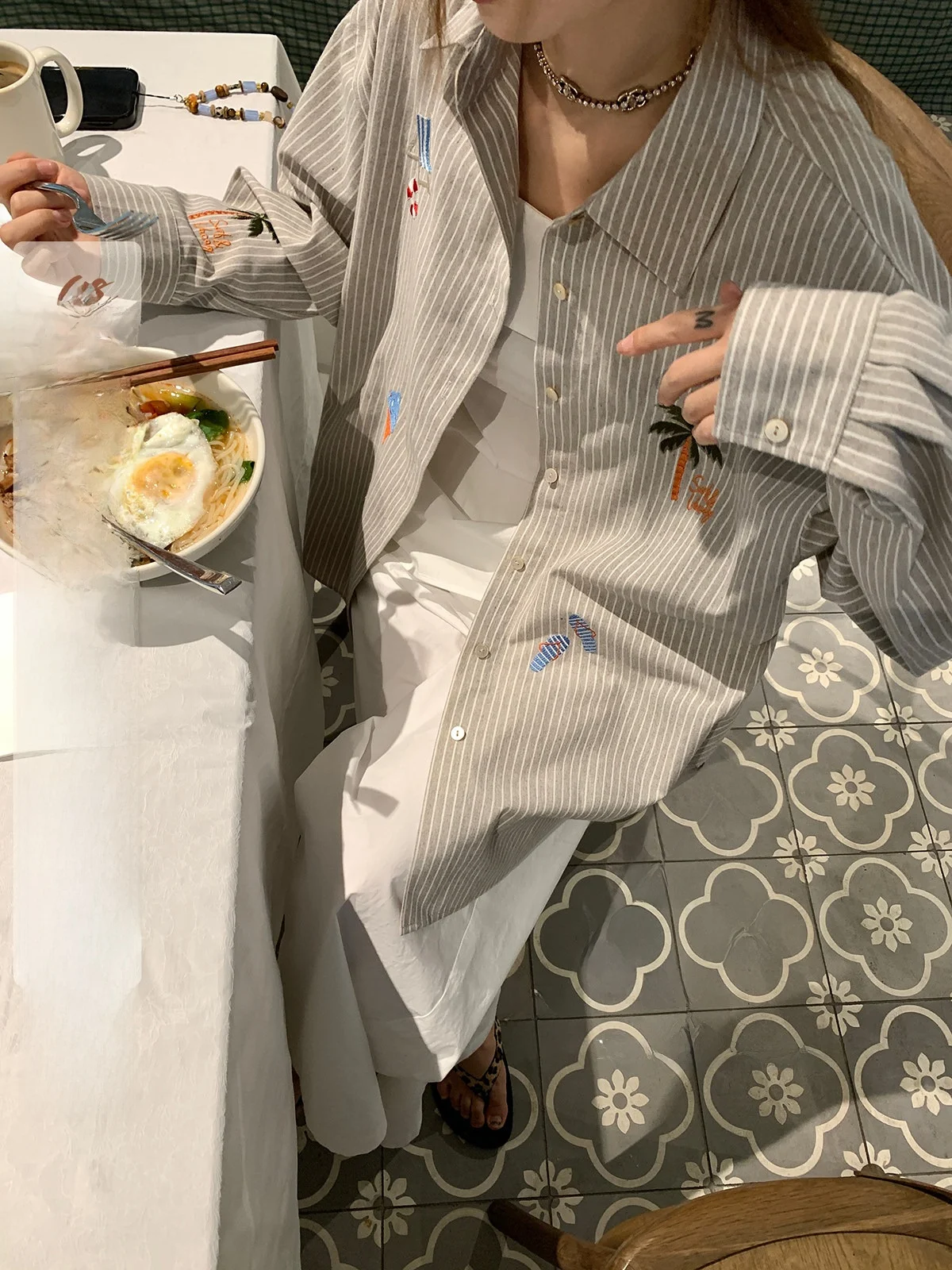 Loose Women's Shirt Embroidered Cucumber Non-spicy Spring Lazy Style Outerwear Stripe Pattern Cotton Polyester Blend
Loose Women's Shirt Embroidered Cucumber Non-spicy Spring Lazy Style Outerwear Stripe Pattern Cotton Polyester Blend