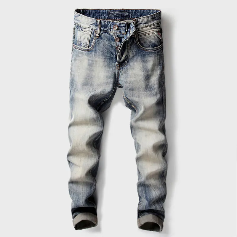 Fashion Designer Men Jeans High Quality Buttons Fly Stretch Retro Washed Slim Fit Ripped Jeans Men Vintage Denim Pants Hombre
Fashion Designer Men Jeans High Quality Buttons Fly Stretch Retro Washed Slim Fit Ripped Jeans Men Vintage Denim Pants Hombre