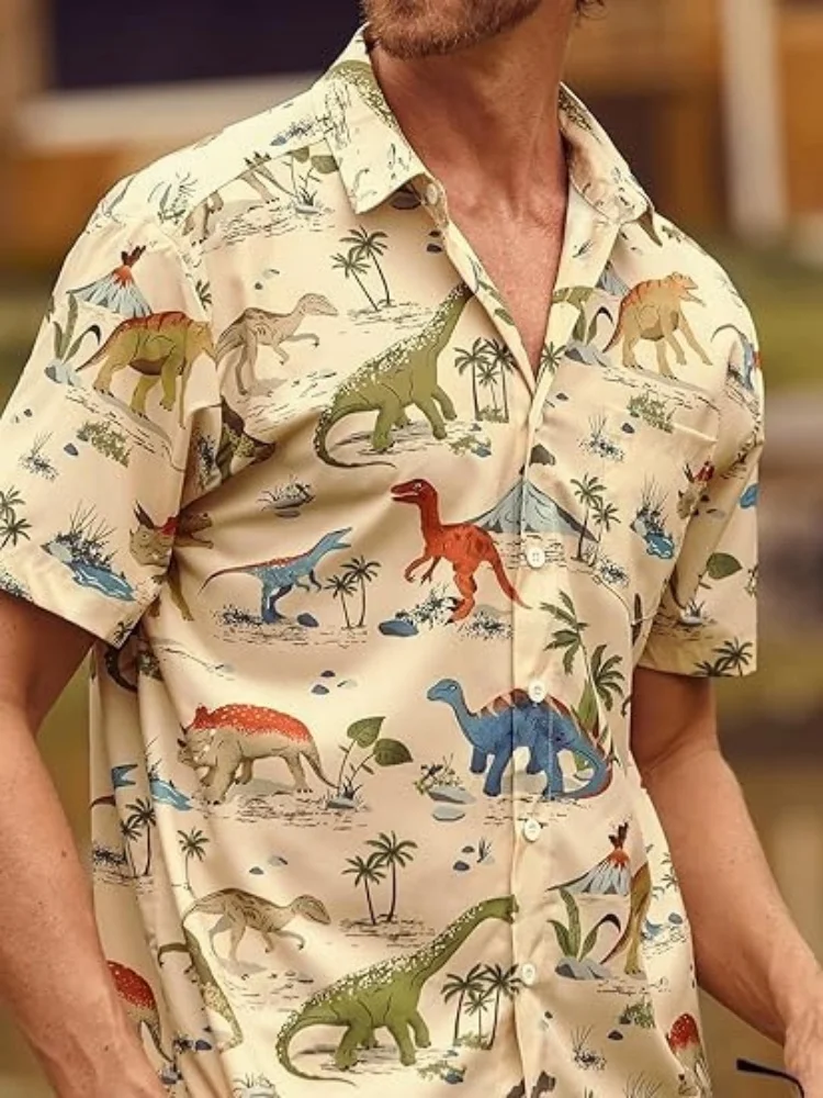Men's Fashion Shirts Casual Loose Cute dinosaur Printed Funny Tops Holiday Summer Short Sleeve Lapel Neck Harajuku Tunics
Men's Fashion Shirts Casual Loose Cute dinosaur Printed Funny Tops Holiday Summer Short Sleeve Lapel Neck Harajuku Tunics