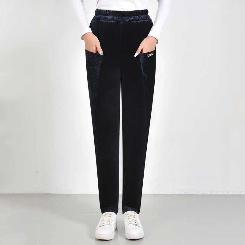 Simplicity Sping Autumn Corduroy Pants New Women Solid Pockets Elastic High Waist Temperament Fashion Casual Haren Trousers
Simplicity Sping Autumn Corduroy Pants New Women Solid Pockets Elastic High Waist Temperament Fashion Casual Haren Trousers